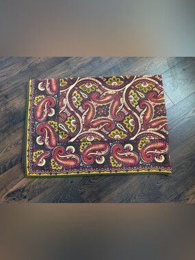April Cornell Paisley Autumn Purple Red Gold Green Rectangle Cotton Tablecloth